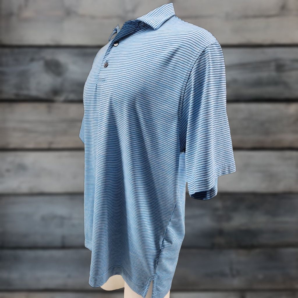 Footjoy FootJoy Mens Polo Blue Black Stripe FJ Performance Short Sleeve Golf Shirt Large Size US L / EU 52-54 / 3 - 1 Thumbnail