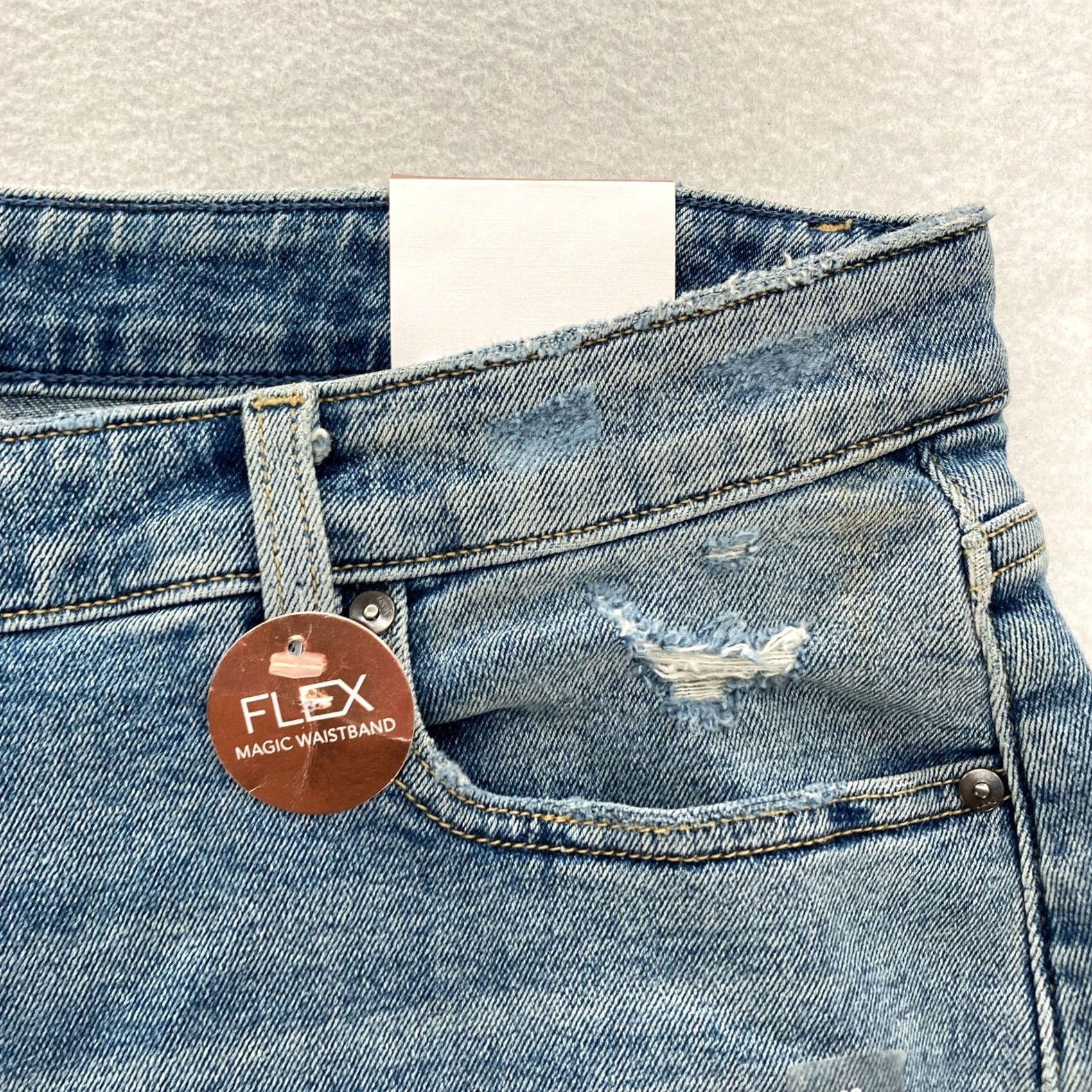 Vintage Lane Bryant Girlfriend Jean Shorts Women's 22 Blue Stretch Denim Magic Waistband Size 40" / US 18 - 5 Thumbnail