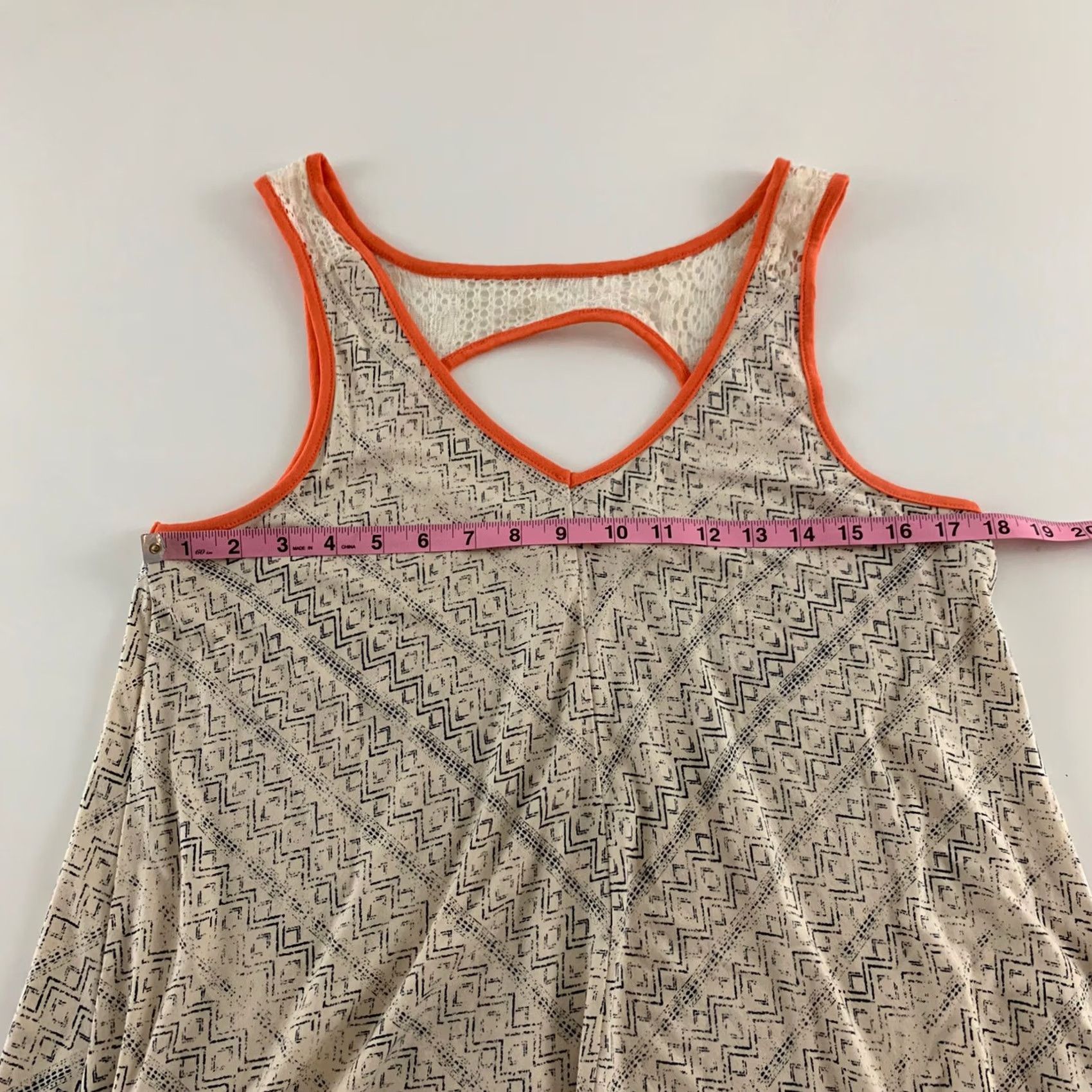 Other Others Follow Tank Top Sleeveless Aztec Open Back Women's Large Tan Orange VINTAGE Size L / US 10 / IT 46 - 3 Thumbnail