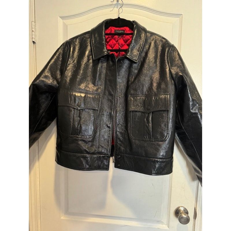 Rag & Bone Rag & Bone Colton Leather Jacket Removable Shearling Collar Size L / US 10 / IT 46 - 14 Thumbnail