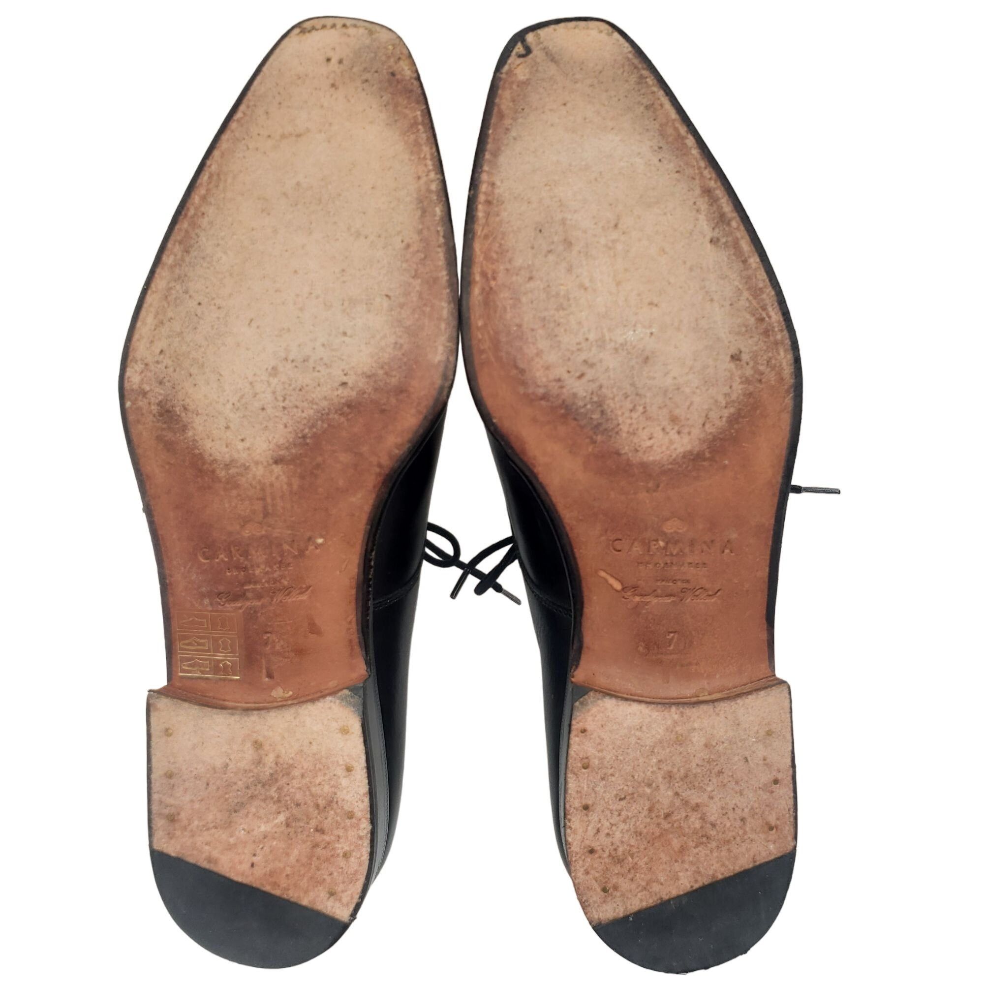 Carmina Shoemaker Luxury Mens 8 Black Calf All-Leather Dress