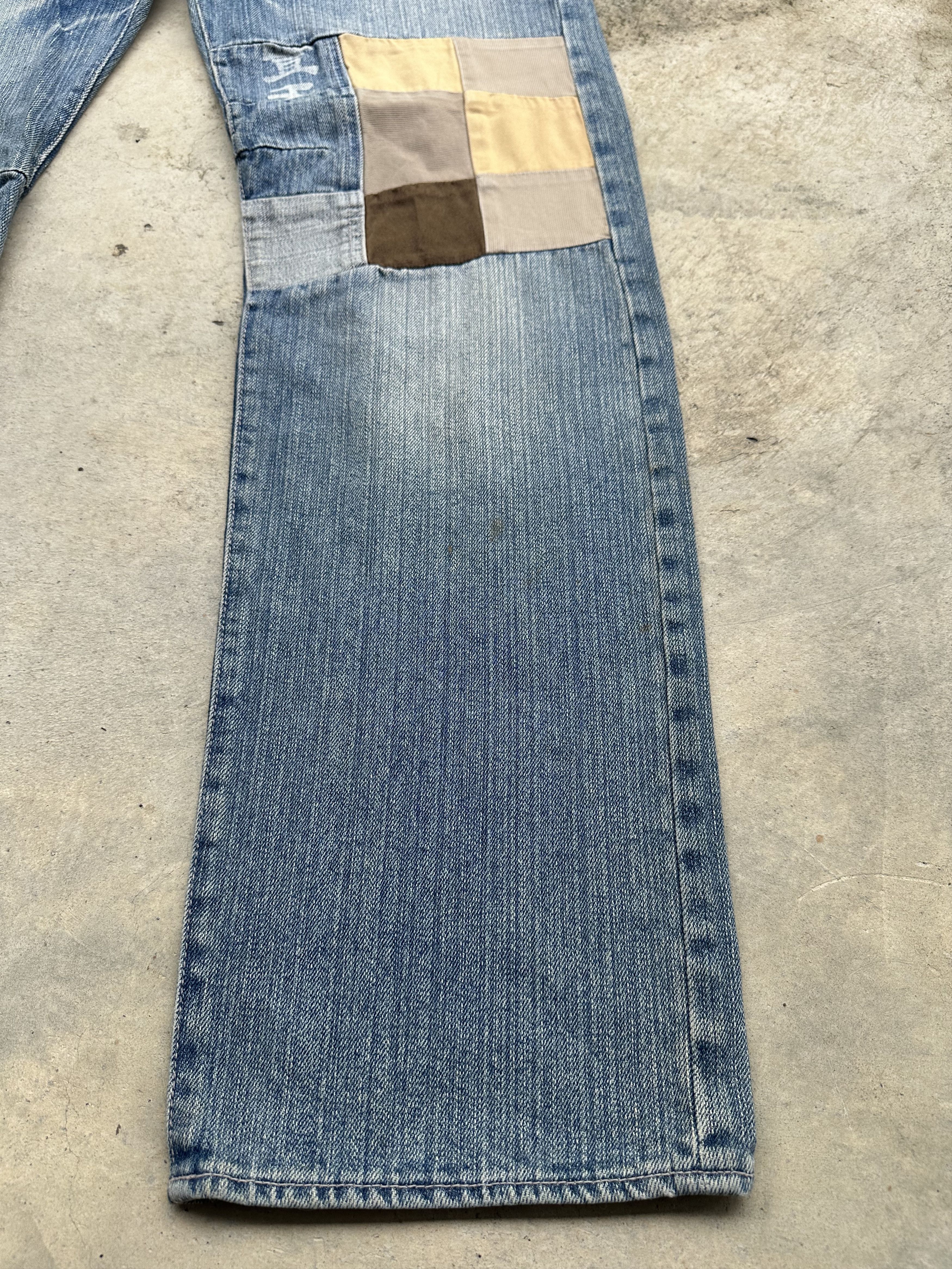 If Six Was Nine Japanese Brand Buden Patchwork Flare Denim Jeans Size US 35 - 7 Thumbnail