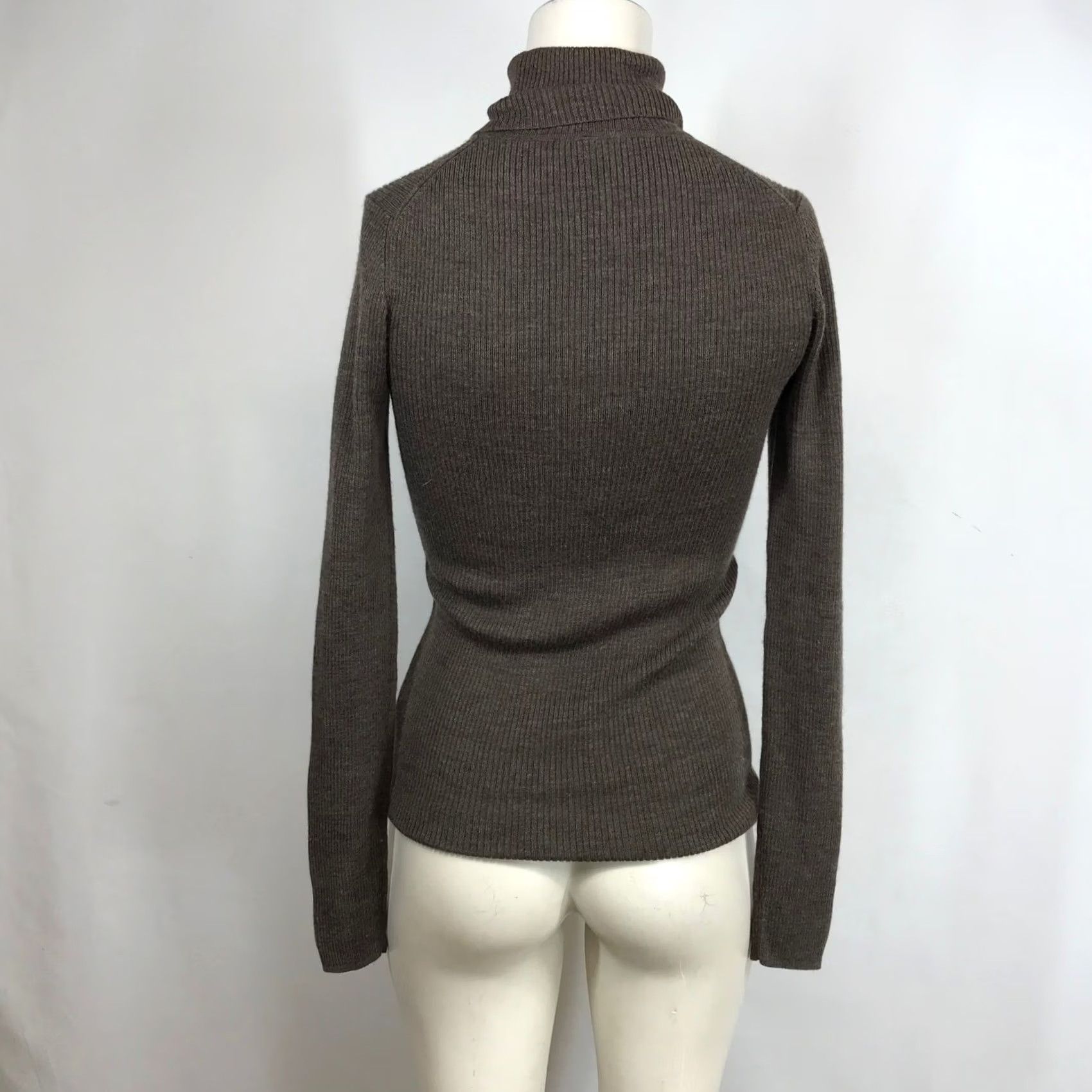 Muji Muji Sweater Knit Turtleneck Long Sleeve Top Taupe Brown Ribbed Size S Size S / US 4 / IT 40 - 6 Thumbnail