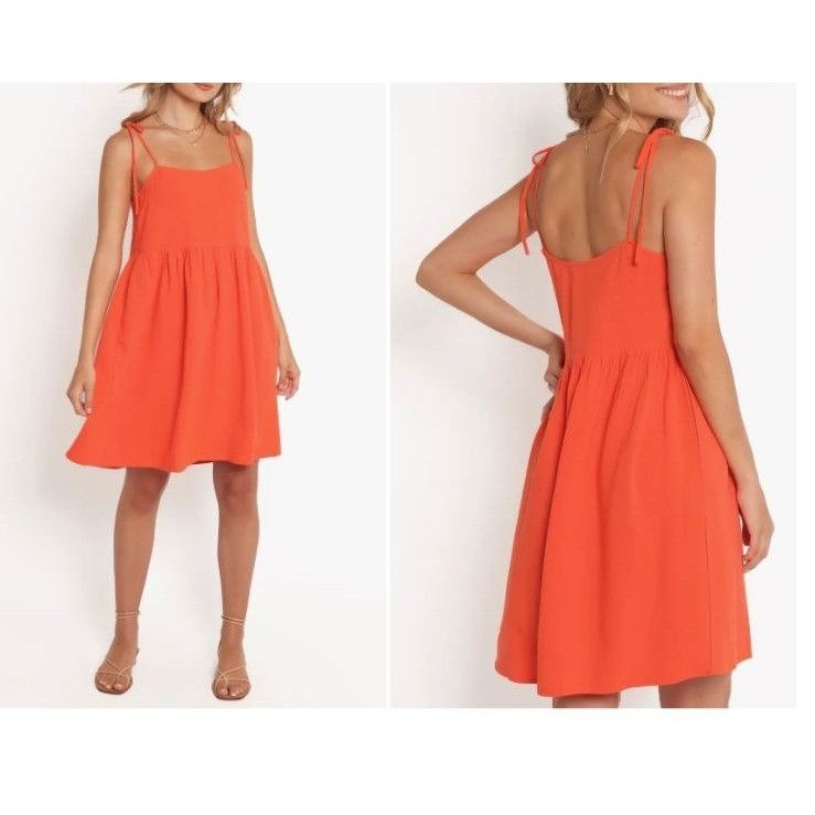 Other Petal & Pup Emerson Tie Strap Linen Blend Minidress, Orange, Size XS / US 0-2 / IT 36-38 - 2 Thumbnail