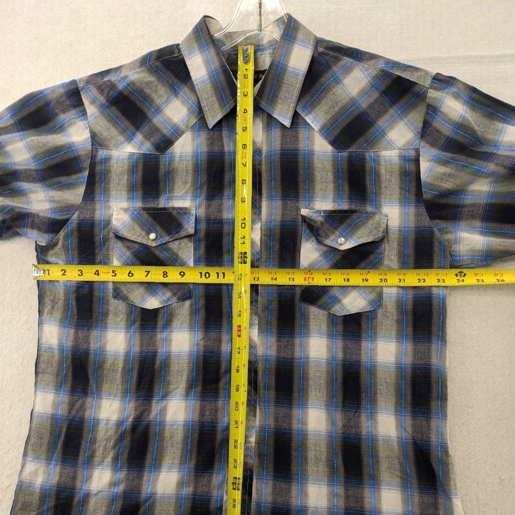 Roper Roper Mens Western Shirt Extra Large XL Blue Plaid Long Sleeve Size US XL / EU 56 / 4 - 4 Thumbnail