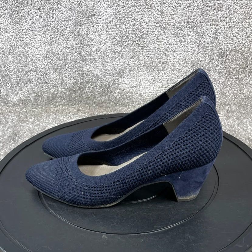 Eileen Fisher Eileen Fisher Kiss Pump Heels Womens Size 7.5 Navy Blue Cuban Stretch Size US 7.5 / IT 37.5 - 3 Thumbnail
