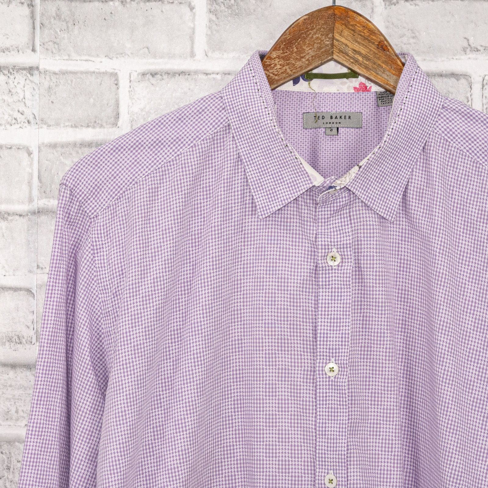 Ted Baker TED BAKER London Button up Shirt Light Purple mini Check Size US XL / EU 56 / 4 - 5 Thumbnail