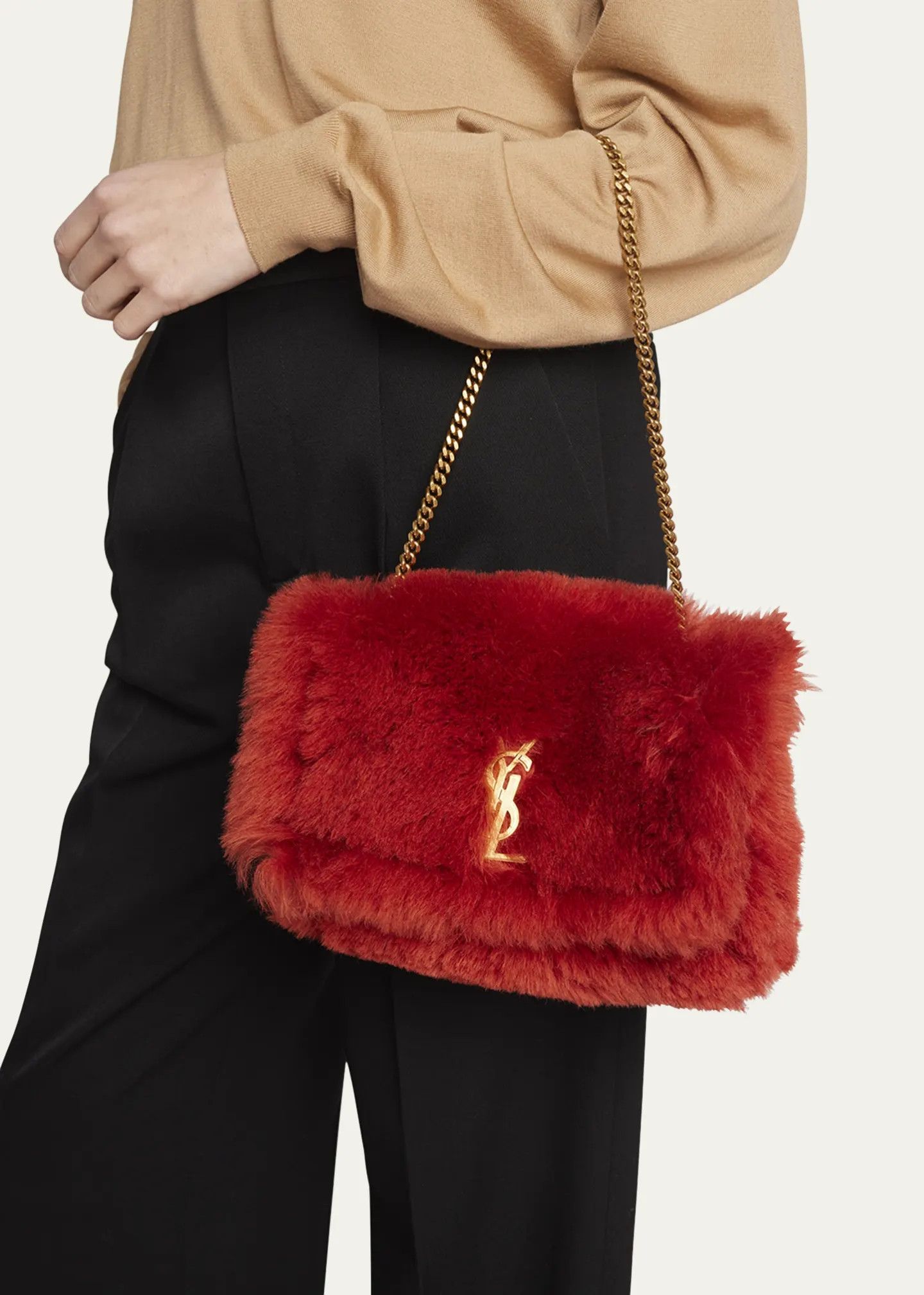 Saint Laurent Paris Small Kate YSL Logo Reversible Faux Fur Suede Shoulder Bag Size ONE SIZE - 3 Thumbnail