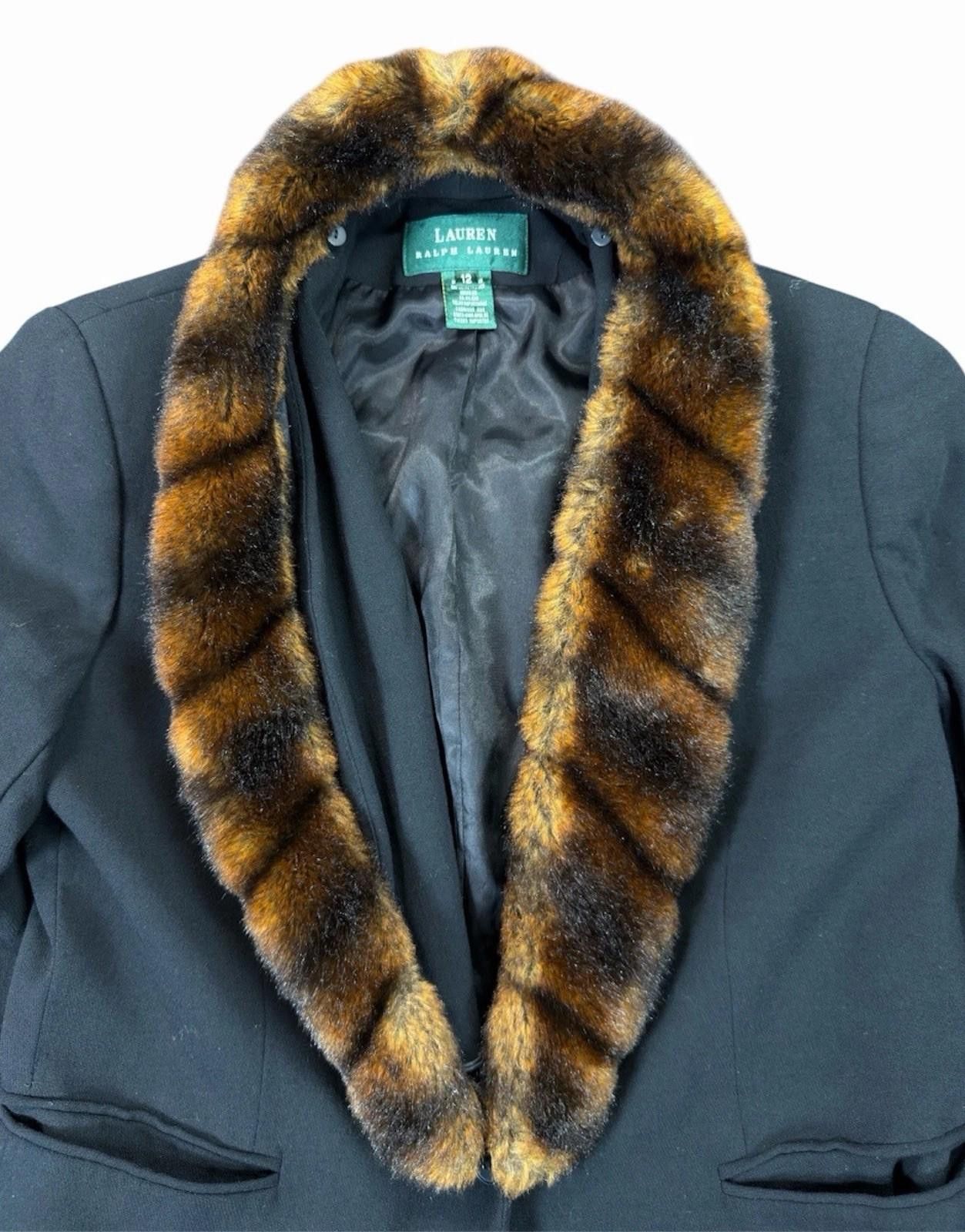 Lauren Ralph Lauren Lauren Ralph Lauren Wool Faux Fur Collar Jacket Sz 12 Size XL / US 12-14 / IT 48-50 - 3 Thumbnail