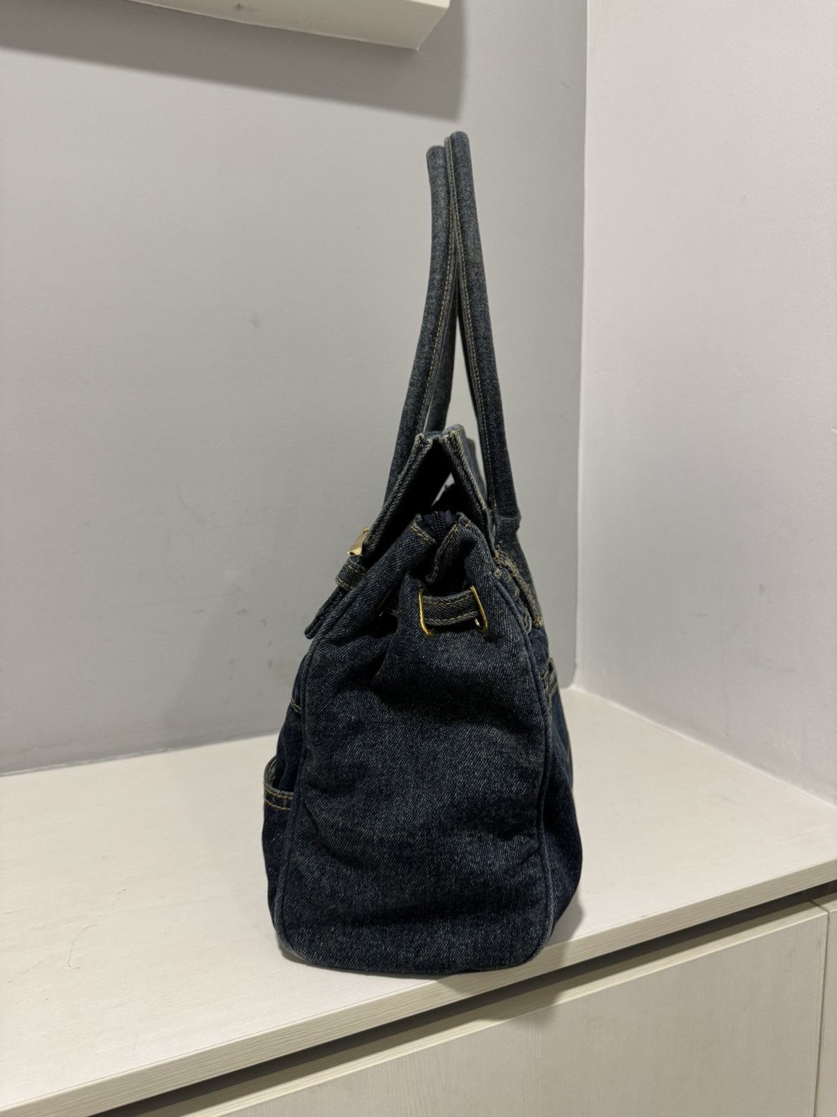 Handmade VINTAGE JEEP DENIM HANDMADE BIRKIN STYLE HANDBAG Size ONE SIZE - 2 Thumbnail