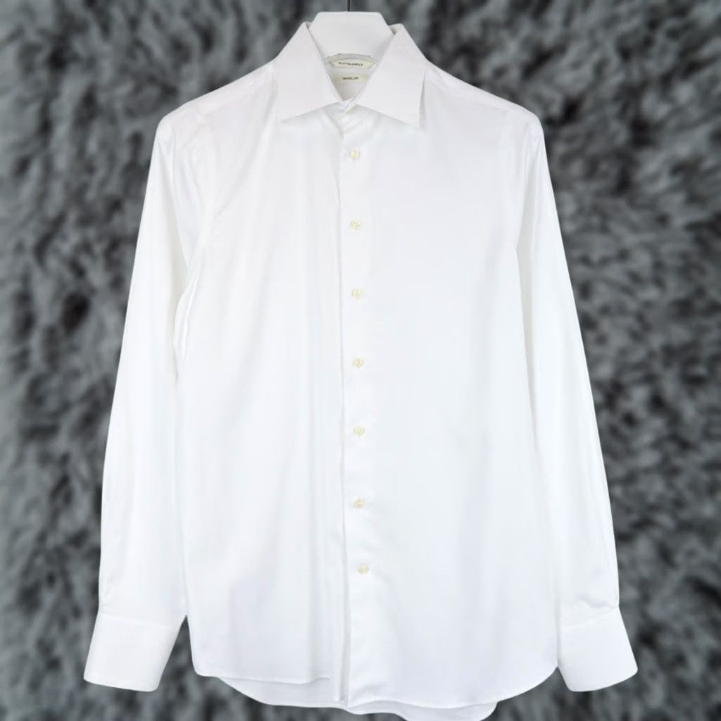 Suitsupply Suitsupply Traveller Slim Fit Formal Shirt Men's 38/15 White Spread Collar Shirt Mens Slim 100% Cotton Long Sleeve Dress Shirt Size 38R - 1 Thumbnail