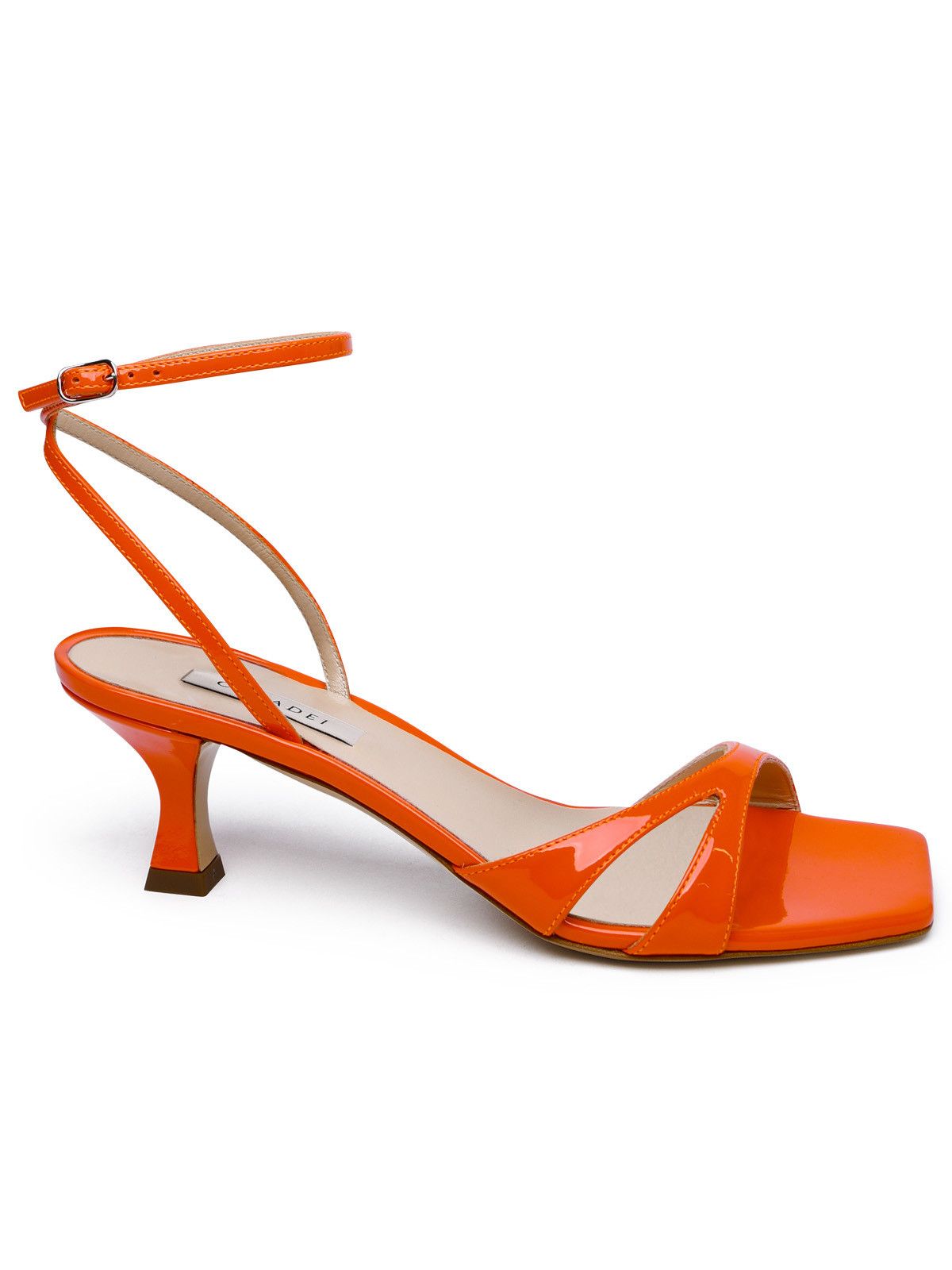 image of Casadei 'geraldine' Tulip Leather Sandals in Orange, Women's (Size 7)