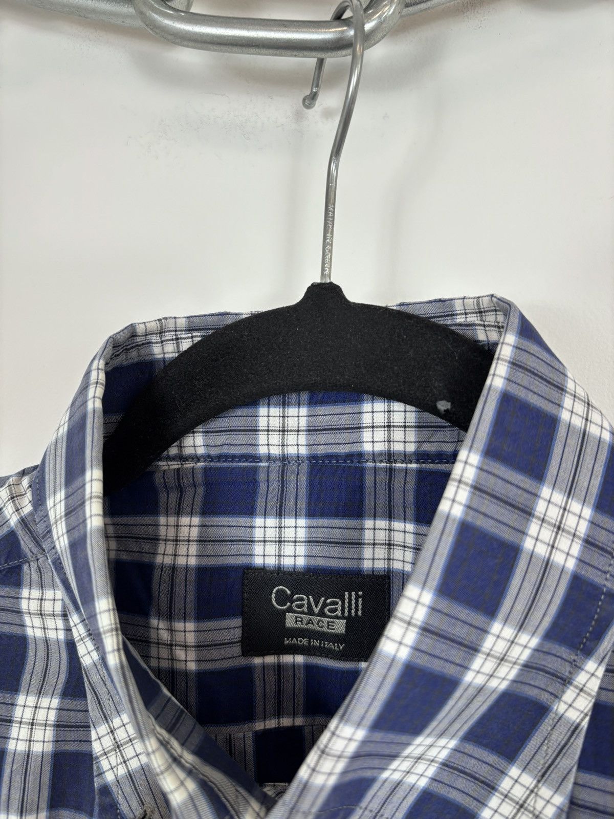 Just Cavalli Just Cavalli Race Men’s Blue Checkered Long Sleeve Shirt Size US M / EU 48-50 / 2 - 8 Thumbnail
