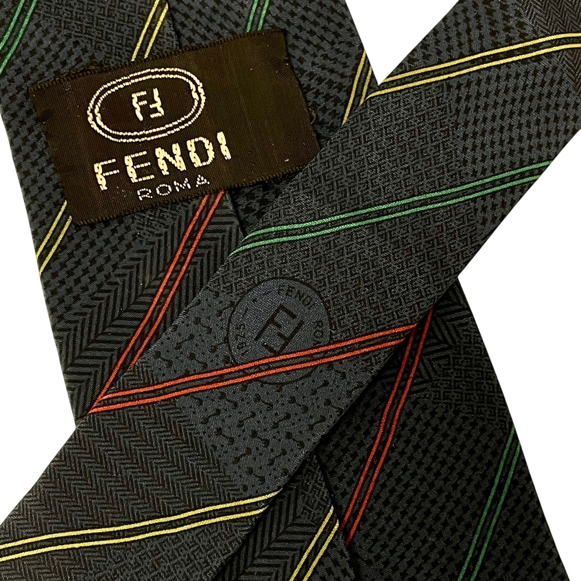 Fendi Vtg FENDI Roma Italy Blue Geometric Multicolor Necktie Size ONE SIZE - 3 Thumbnail