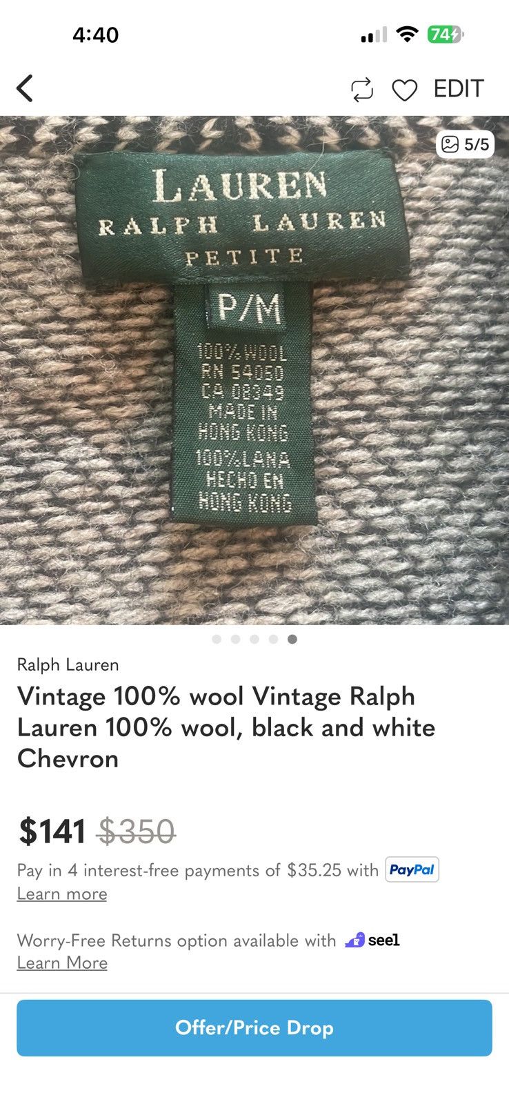 Ralph Lauren Vintage 100% wool Vintage Ralph Lauren 100% wool Size S / US 4 / IT 40 - 2 Thumbnail