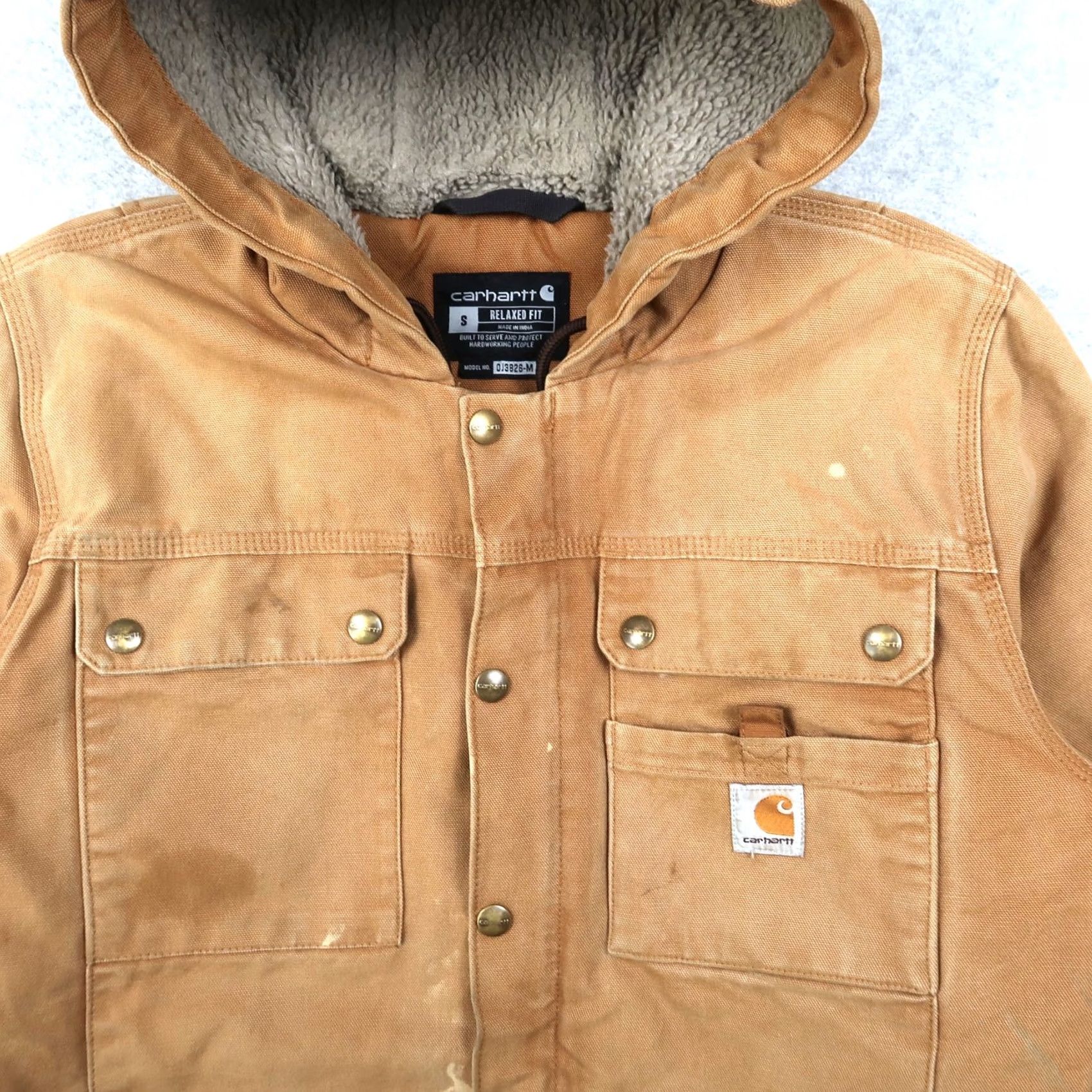Carhartt Carhartt Brown Hooded Heavyweight Sherpa Lined Work Jacket Mens S Small Size US S / EU 44-46 / 1 - 3 Thumbnail