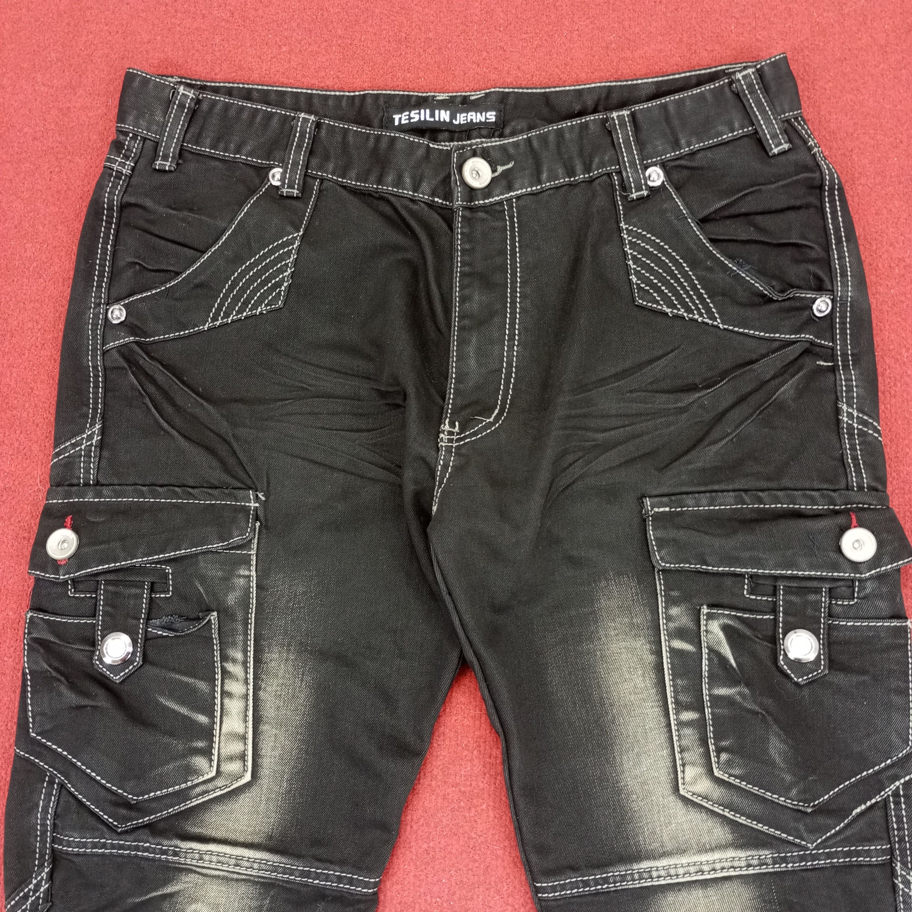 Vintage Tesilin Jeans Fashion Rock Punk Cargo Style Jeans Size US 35 - 2 Thumbnail