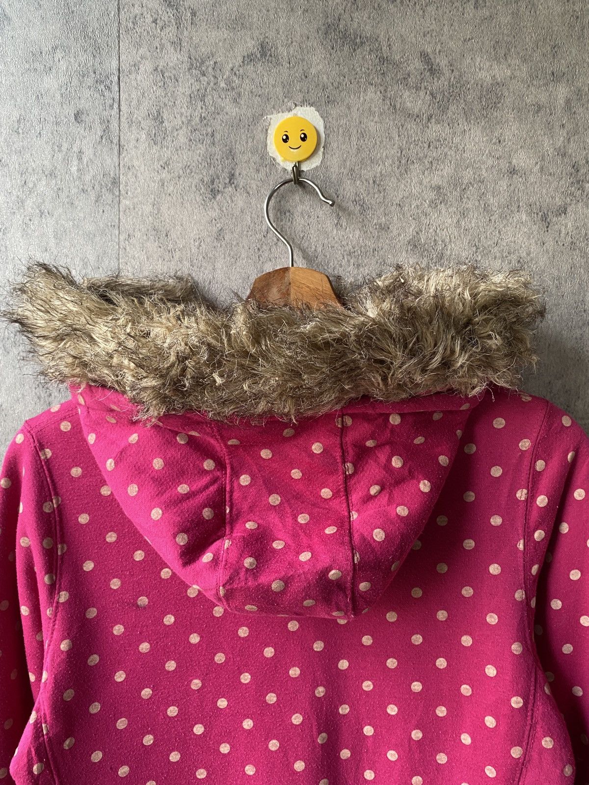 Japanese Brand Polkadot Faux Fur Design Hoodie