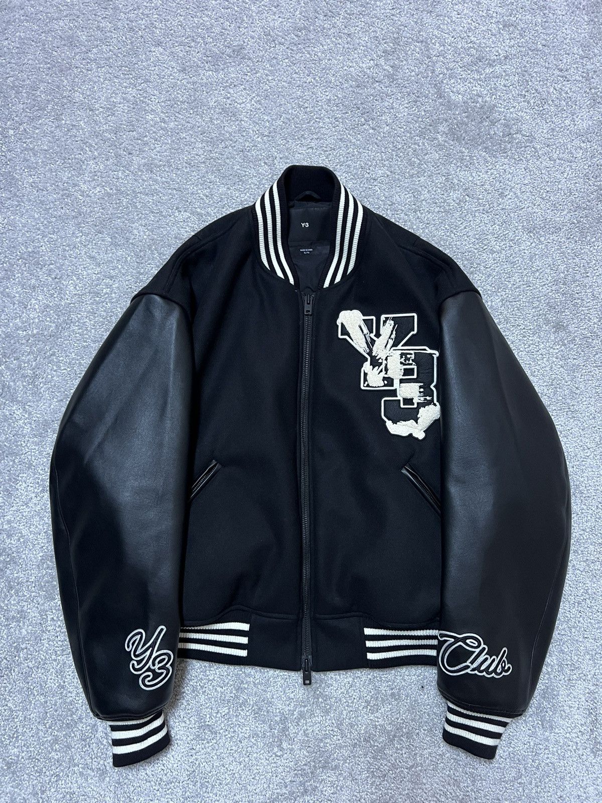 Y-3 Y-3 Club Vegan Leather Wool Bomber Jacket Size US XL / EU 56 / 4 - 2 Thumbnail