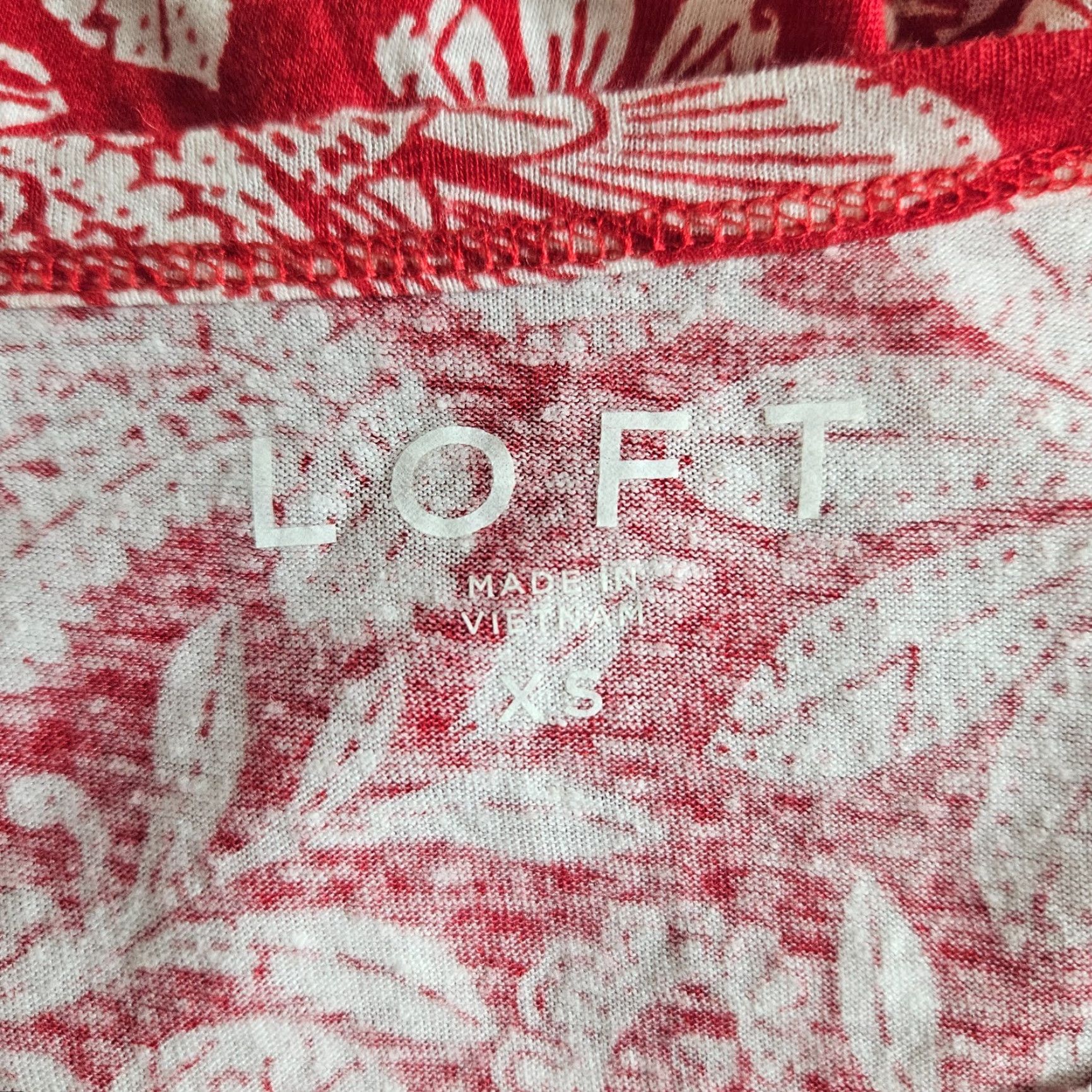 Loft Ann Taylor LOFT Womens Top XS Red White Floral Linen Blend Shirt Size XS / US 0-2 / IT 36-38 - 5 Thumbnail