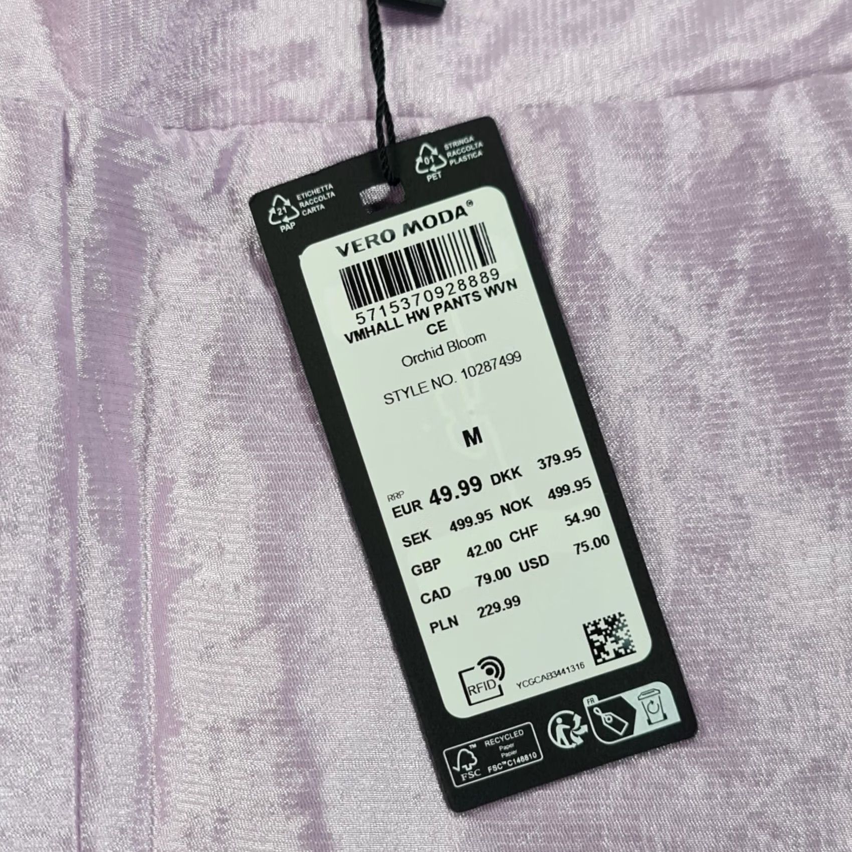 Vintage Vero Moda Womens Trousers Purple Medium Wide-Leg Baggy Pants Satin Vmhall Size 32" / US 10 / IT 46 - 5 Thumbnail