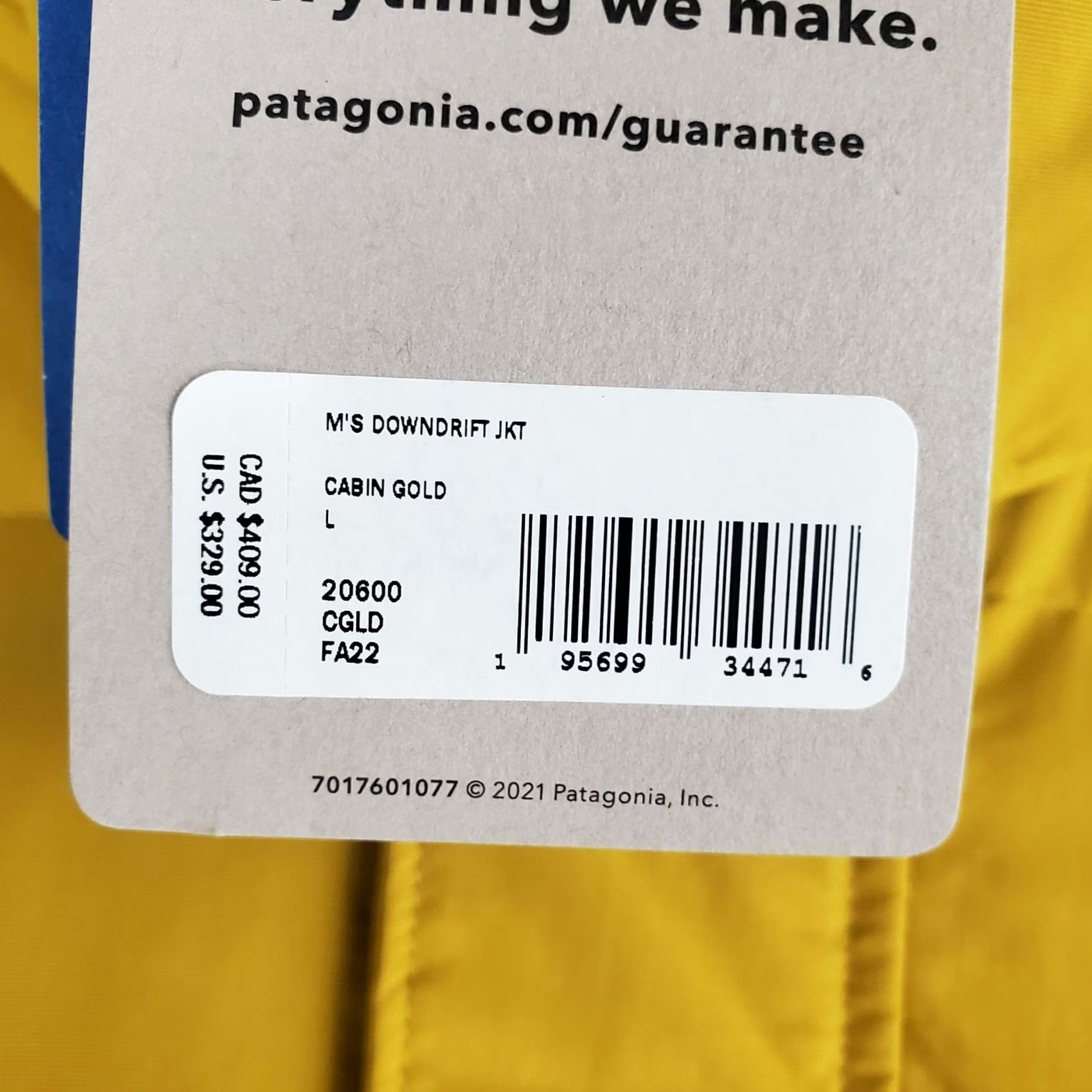 Patagonia PATAGONIA Jacket Mens 600 Down Hooded Downdrift Large Yellow Cabin Gold Winter Down Jacket Coat Size US L / EU 52-54 / 3 - 7 Thumbnail