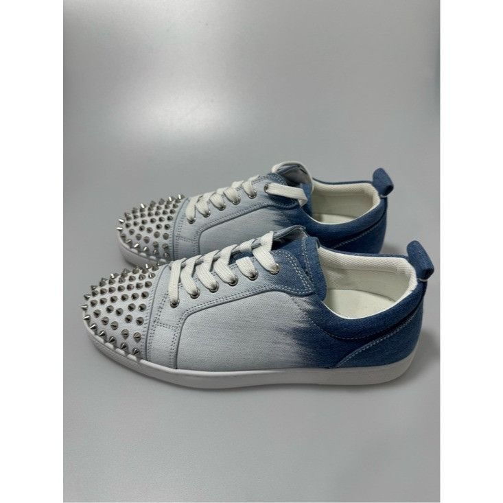 Christian Louboutin Christian Louboutin Louis Junior Spikes Flat Denim Blue Whit Size US 11 / EU 44 - 3 Thumbnail