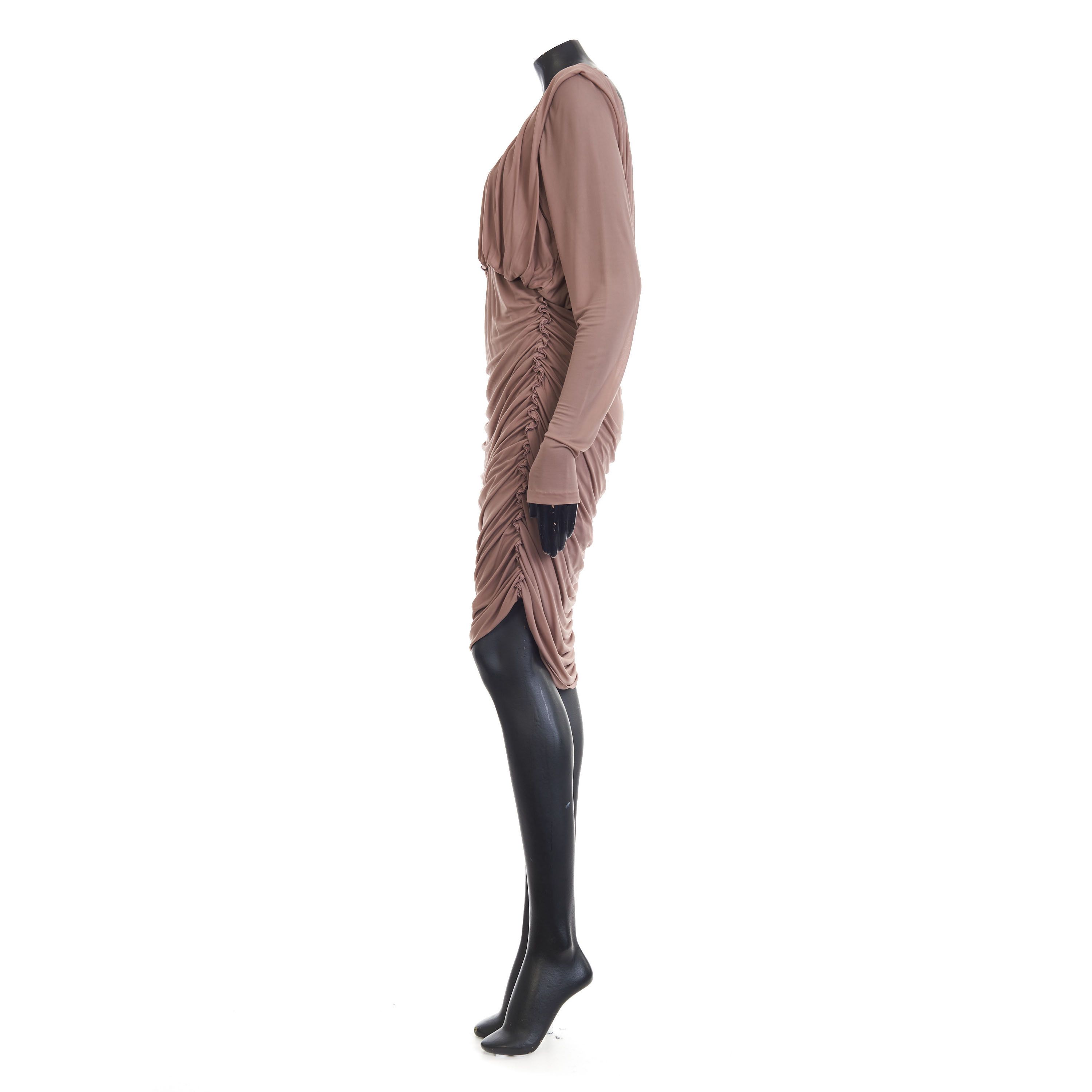 Saint Laurent Paris Brown Ruched Mini Dress Size M / US 6-8 / IT 42-44 - 3 Thumbnail
