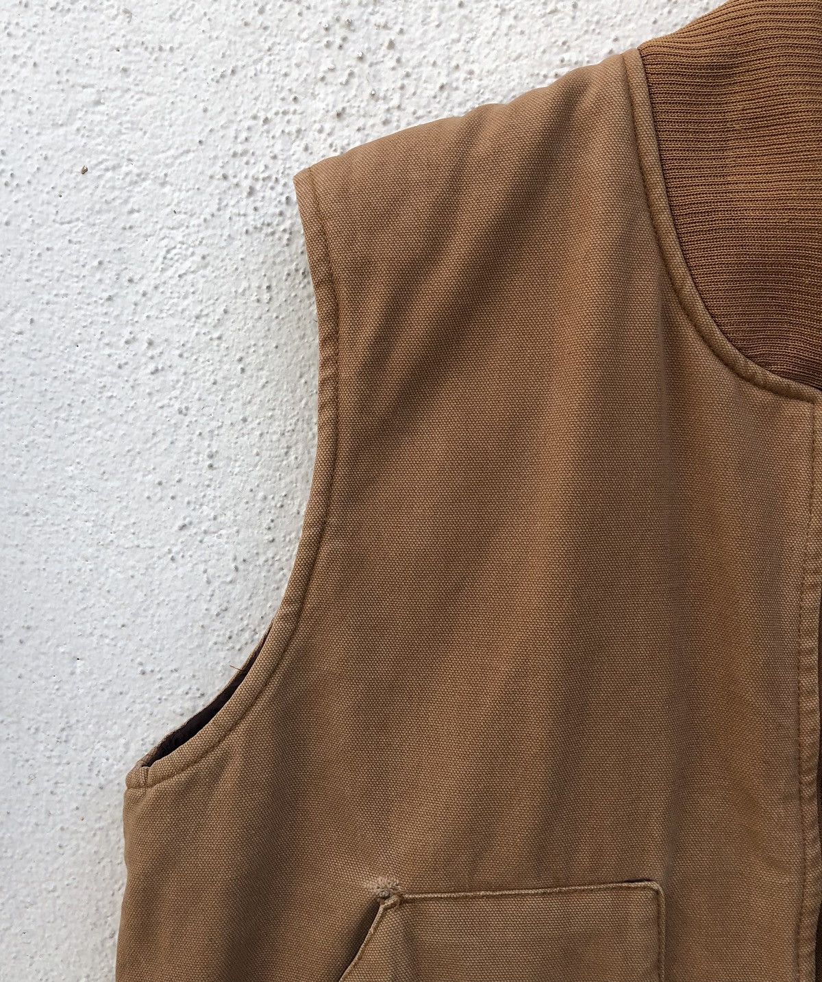 Japanese Brand Wells Lamont Mens Brown Canvas Vest Quilted Lined Full Zip Size US XL / EU 56 / 4 - 13 Thumbnail