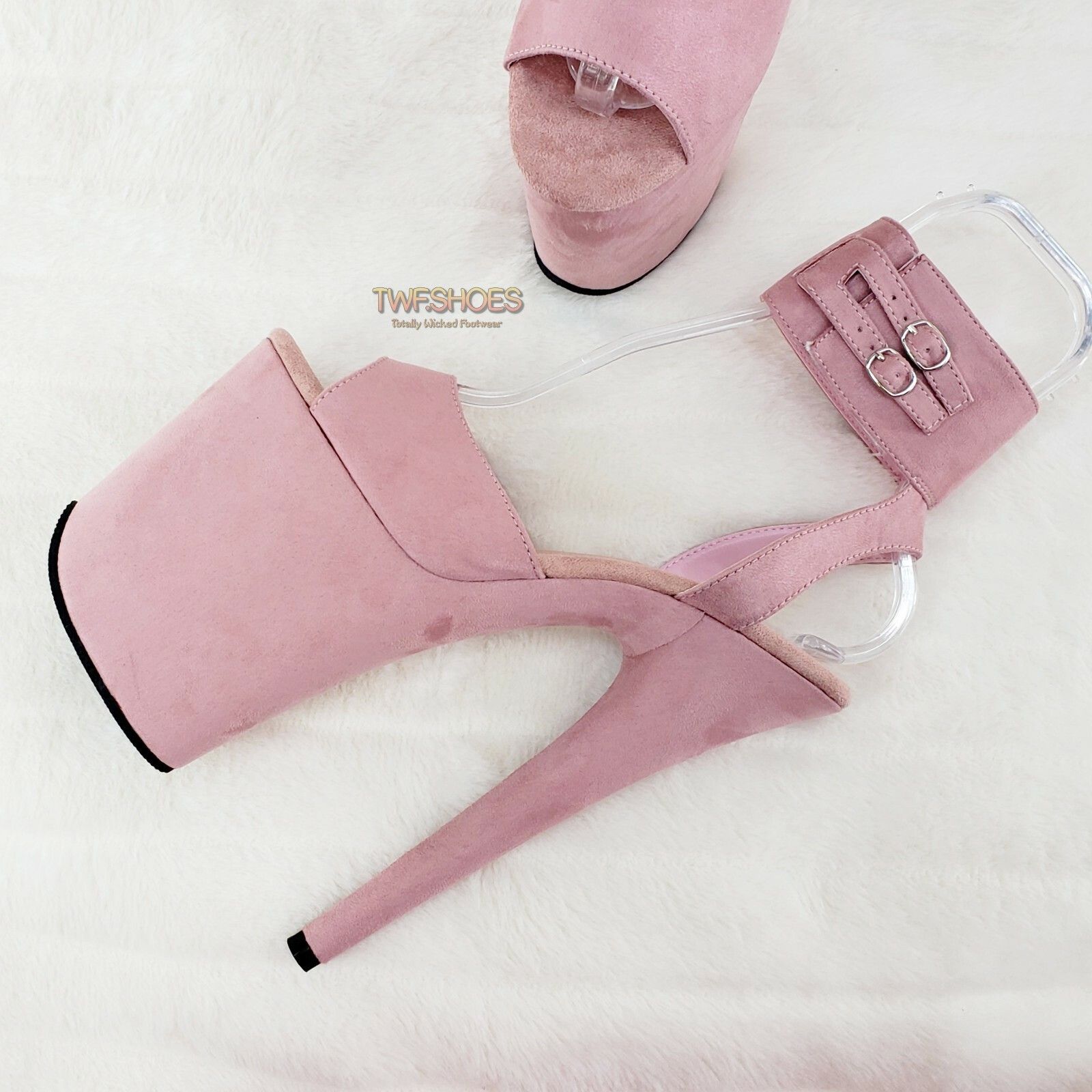 Other Flamingo 891 Pink Vegan Suede 8" High Heel Platform Shoe Wid Size US 11 / IT 41 - 7 Thumbnail