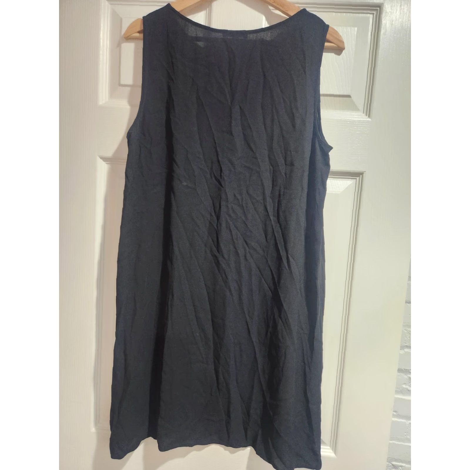 Eileen Fisher Eileen Fisher Dress Womens Medium Black 100% Silk Sleeveless Shift Pockets Size M / US 6-8 / IT 42-44 - 6 Thumbnail