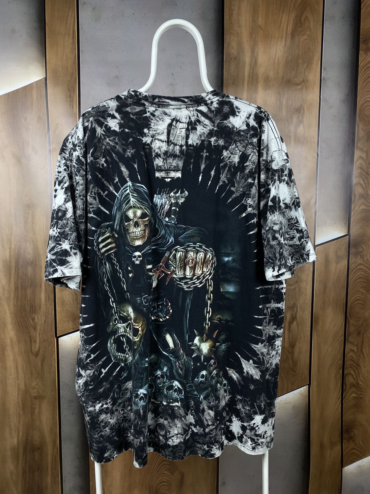Vintage 💀Vintage 90s T-Shirt Wild Skeleton Death Tie Dye VTG Tee💀 Size US XXL / EU 58 / 5 - 9 Thumbnail