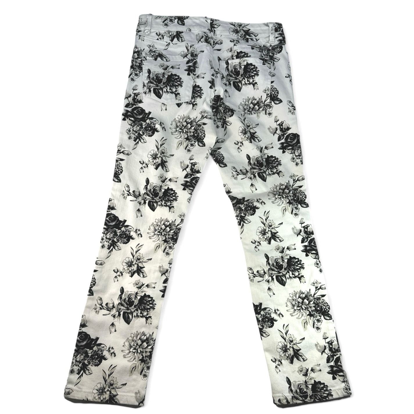 White House Black Market White & Black Floral Slim Ankle Denim White House Womens 6R Size 28" / US 6 / IT 42 - 3 Thumbnail