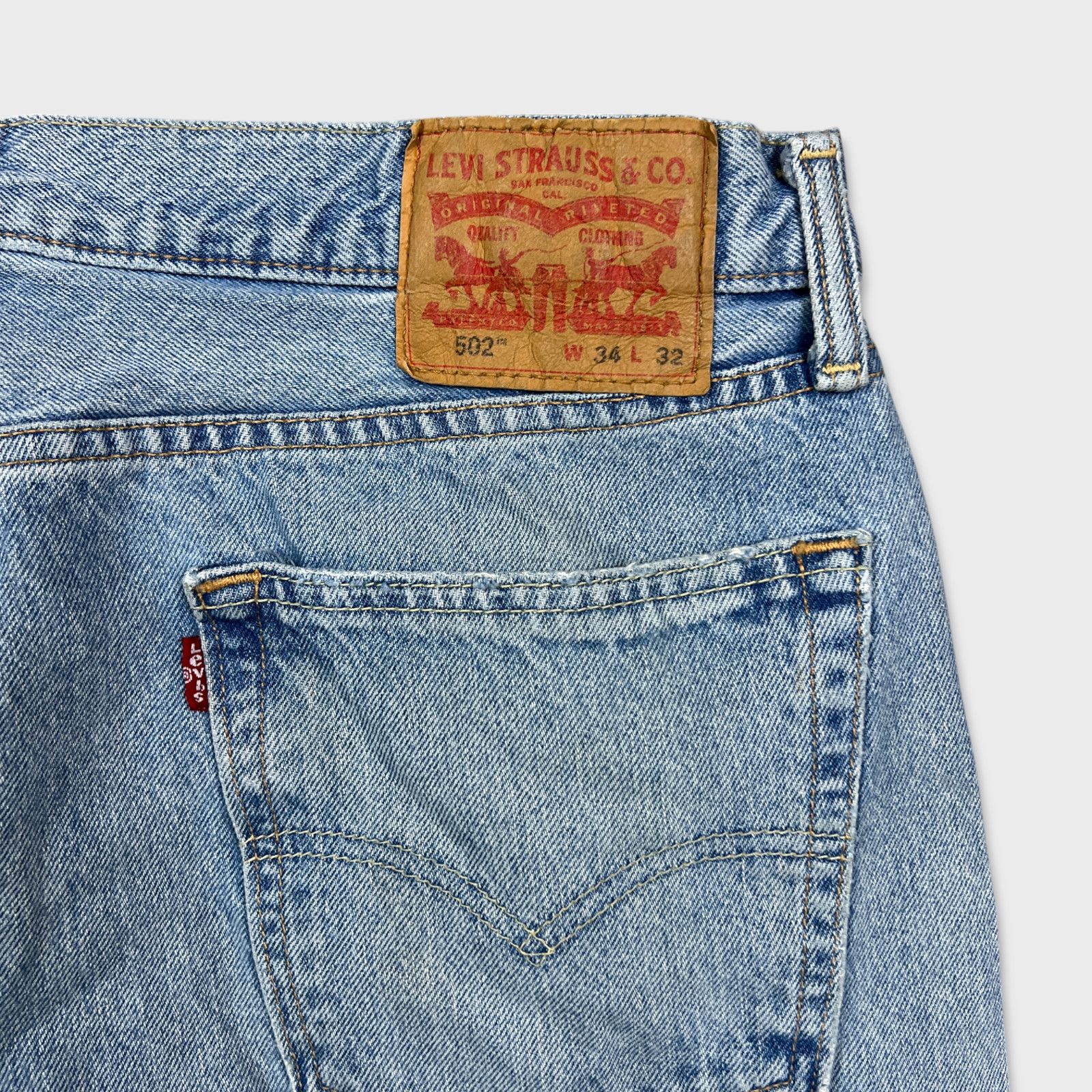 Levi's × Vintage Levi's 502 Jeans 34x33 Regular Taper Fit Faded Denim Pants Size US 34 / EU 50 - 8 Thumbnail