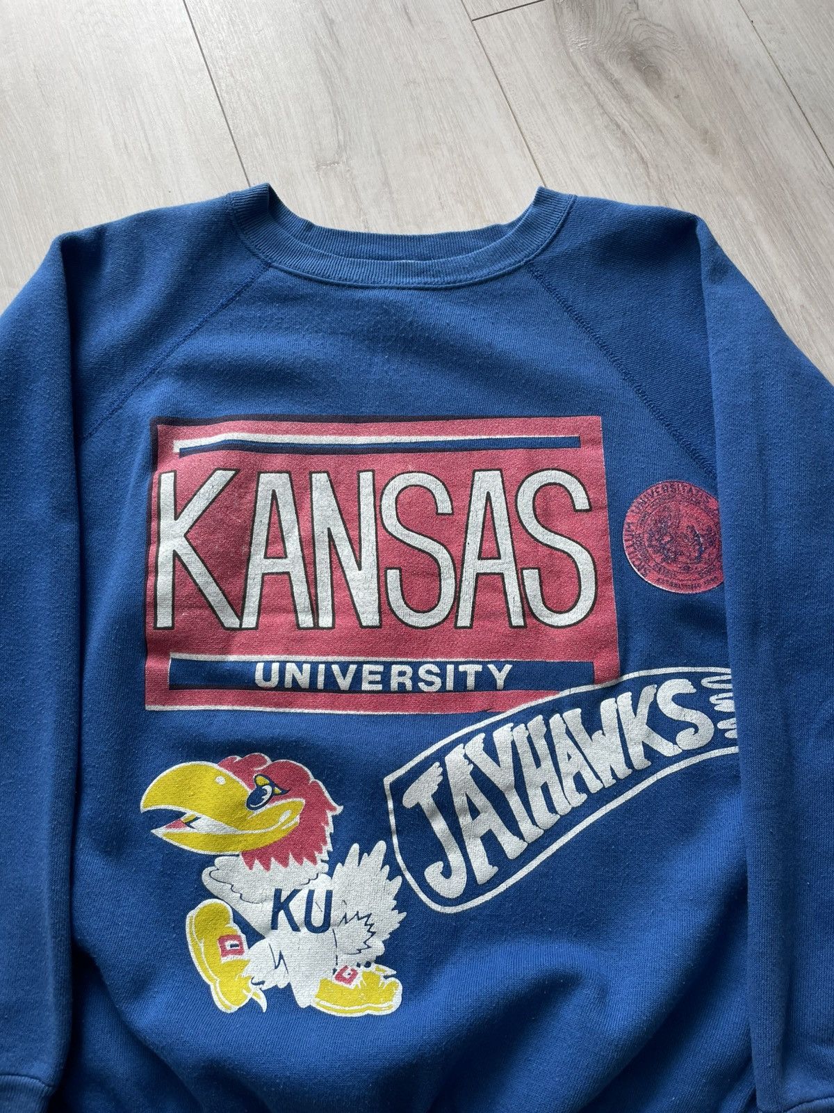 Vintage Vintage 80’s University Kansas Jayhawks Sweatshirt RARE Size US M / EU 48-50 / 2 - 2 Thumbnail