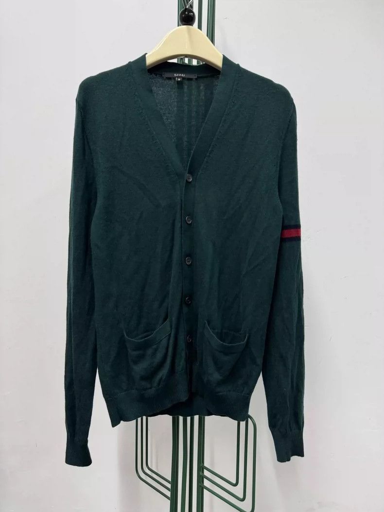 Gucci Sleeve striped v-neck wool long-sleeved knitwear