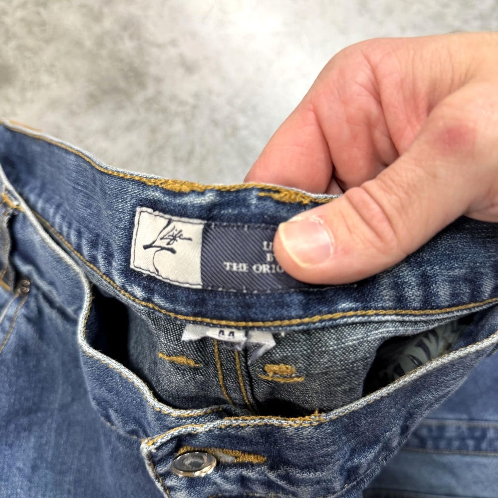 Karl Kani Karl Kani Jeans Mens 44x30 Blue Medium Wash Wide-Leg Patchwork Hip Hop Denim Shirt? Size US 44 / EU 60 - 4 Thumbnail