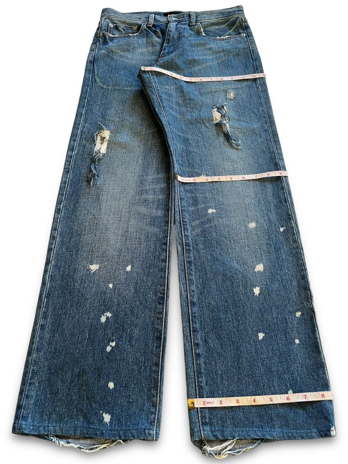 Japanese Brand Vintage Japanese Brand Paint Splatter Distressed Baggy Jeans Size US 31 - 12 Thumbnail