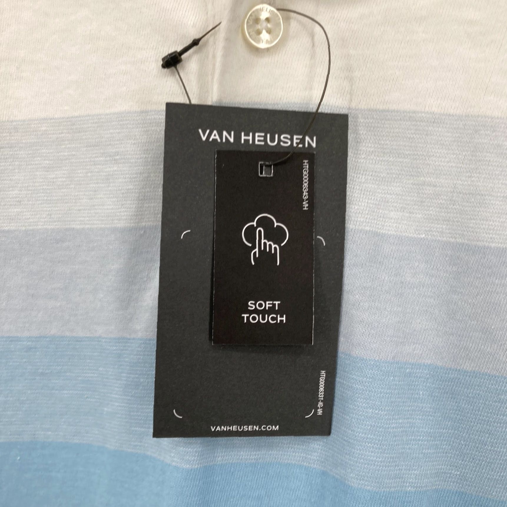 Van Heusen Van Heusen Polo Shirt Mens 2XL Blue White Gradient Essential Luxe Soft Touch Polo Short Sleeve Mens shirt blue ombré striped 2XL Mens Size US XXL / EU 58 / 5 - 3 Thumbnail