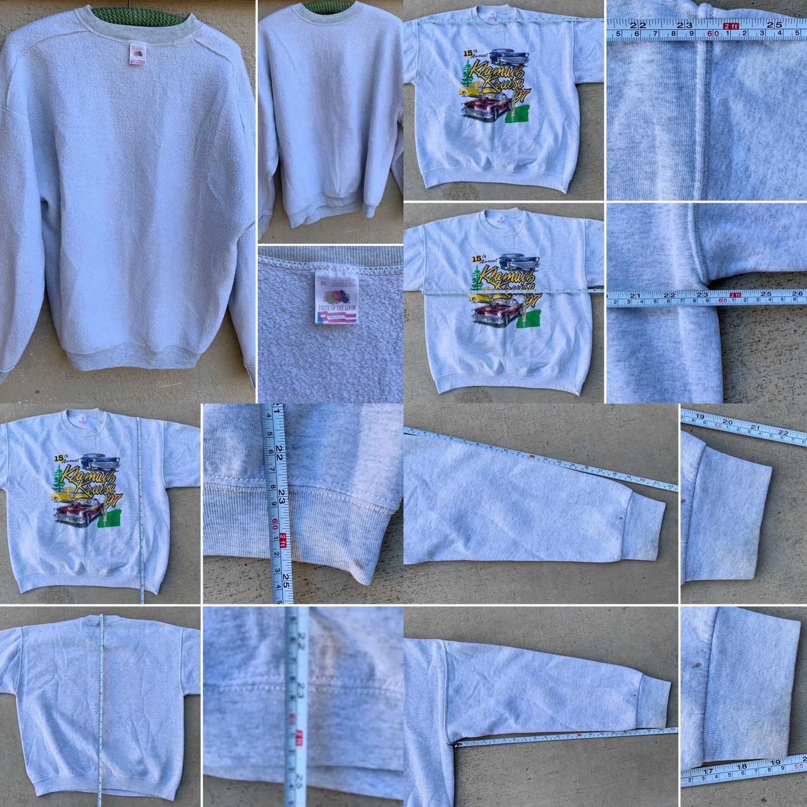 Fruit Of The Loom Vintage 15th Annual Klamath Kruise ’97 Sweatshirt Oregon 1990s XL Gray Graphic Sweatshirt Mens Size US XL / EU 56 / 4 - 8 Thumbnail