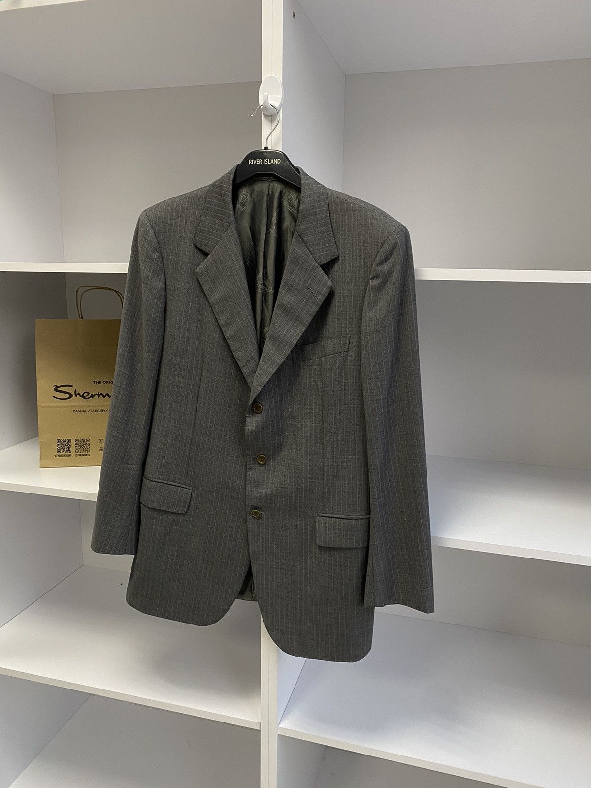Brioni × Designer × Vintage Vintage Brioni Luxury Old Money Style Gray Blazer Size 54R - 3 Thumbnail