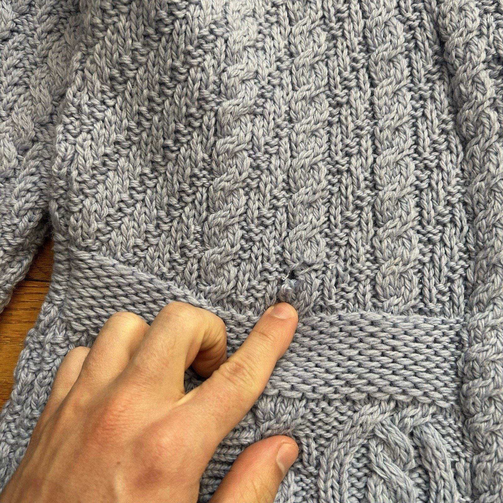 Aran Crafts Merino Wool Cable Knit Double Breasted Long Cardigan Sweater Size L / US 10 / IT 46 - 6 Thumbnail