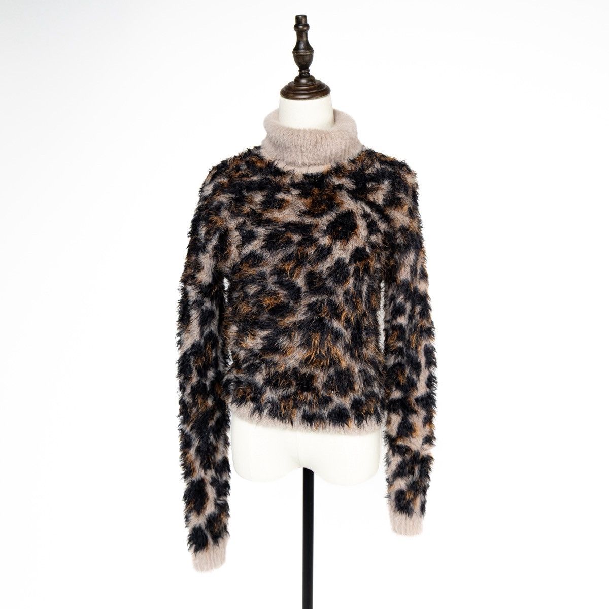 Guess Guess Womens Leopard Print Fuzzy Sweater High Neck Knit Soft Size XS / US 0-2 / IT 36-38 - 1 Thumbnail