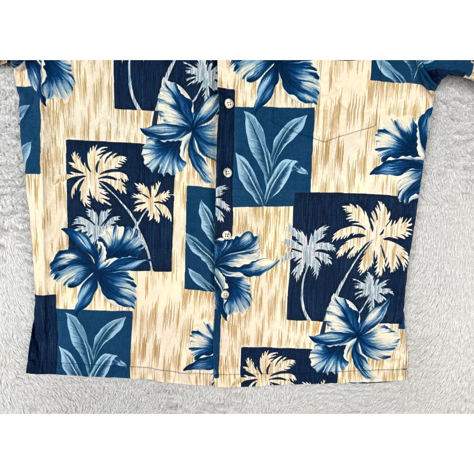 Tori Richard VINTAGE Tori Richard Shirt Men Small Blue Beige Cotton Blend Palm Tree Hawaiian Shirt Size US S / EU 44-46 / 1 - 5 Thumbnail