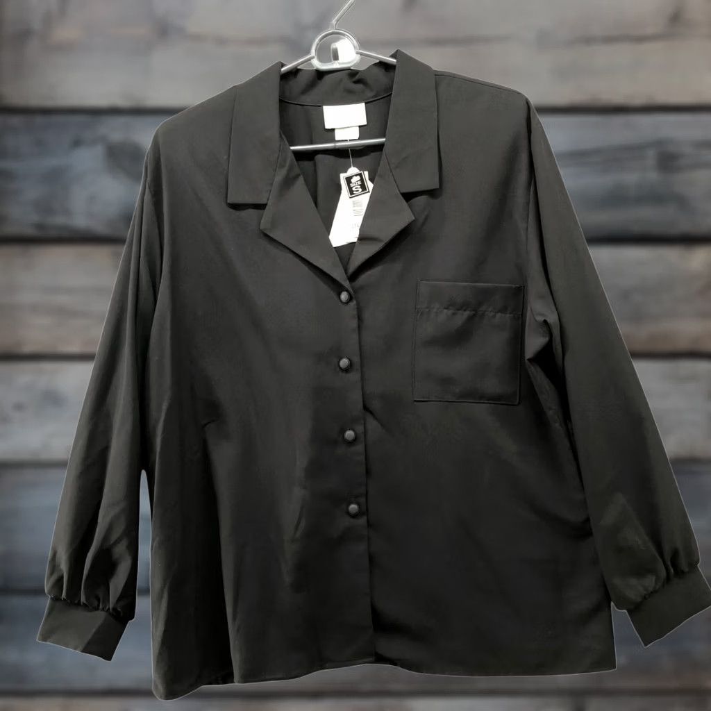 Vintage VINTAGE Jessica Scott Blouse Shirt Women S 90s 80s Black Collared Long Sleeve Button NWT Size S / US 4 / IT 40 - 1 Thumbnail
