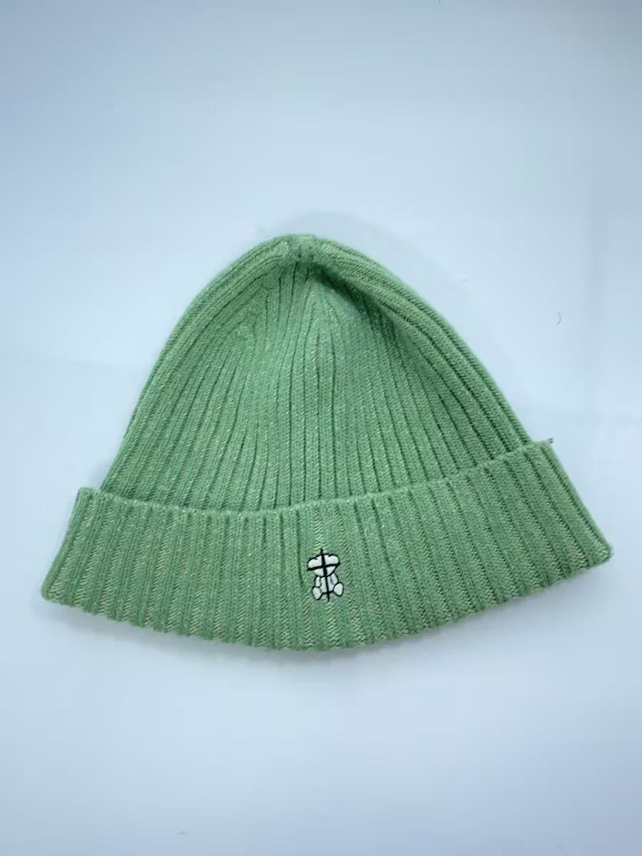 image of Undercover Aw21 Teddy Bear Cross Knit Beanie in Green, Men's