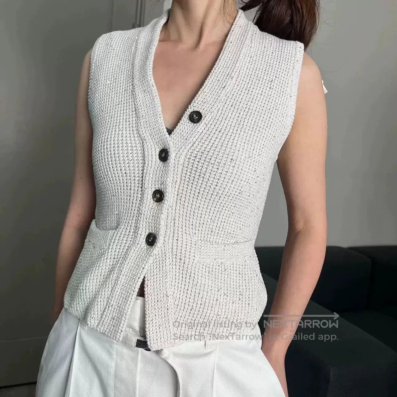 Brunello Cucinelli Brunello Cucinelli Beaded Waistcoat Vest. Size US XXS / EU 40 - 6 Thumbnail