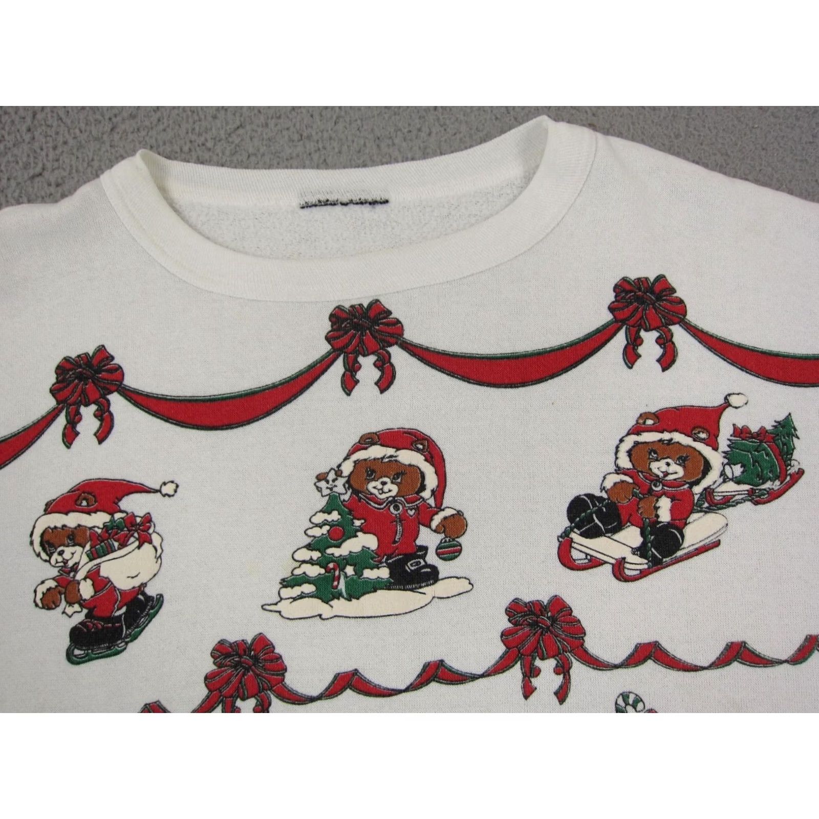 Vintage VINTAGE Christmas Sweatshirt Mens M White 3/4 Sleeve Crew Neck Pullover Teddy Bear 90s Size US M / EU 48-50 / 2 - 3 Thumbnail