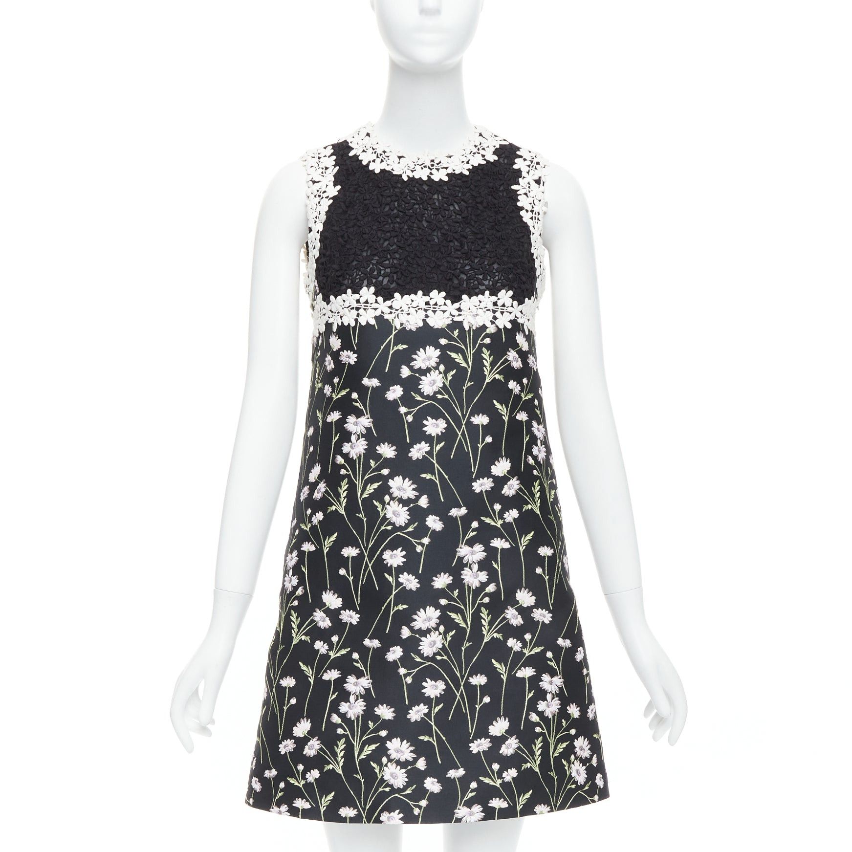 Giambattista Valli GIAMBATTISTA VALLI black pink floral lace bodice dress IT40 XS Kate Mara Size S / US 4 / IT 40 - 1 Thumbnail