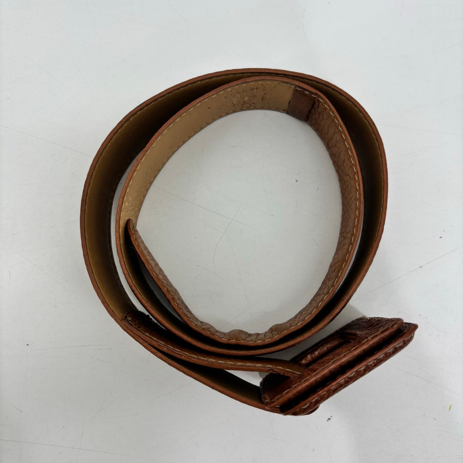 Esprit Esprit 90s Womens Size M Belt Leather Brown Glam Loop Fold Size ONE SIZE - 9 Thumbnail